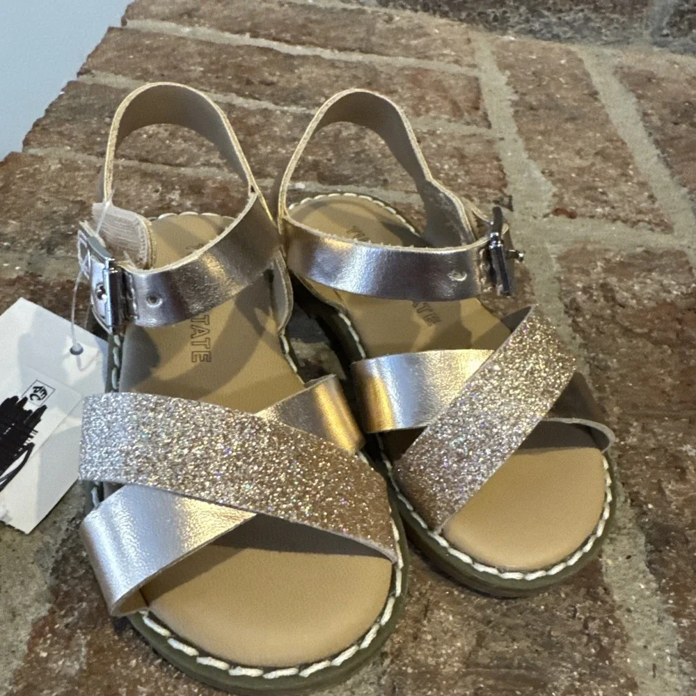Tucker + Tate Arya Girls Cross Strap Rose Gold 5D Glitter Faux‎ Leather #0023